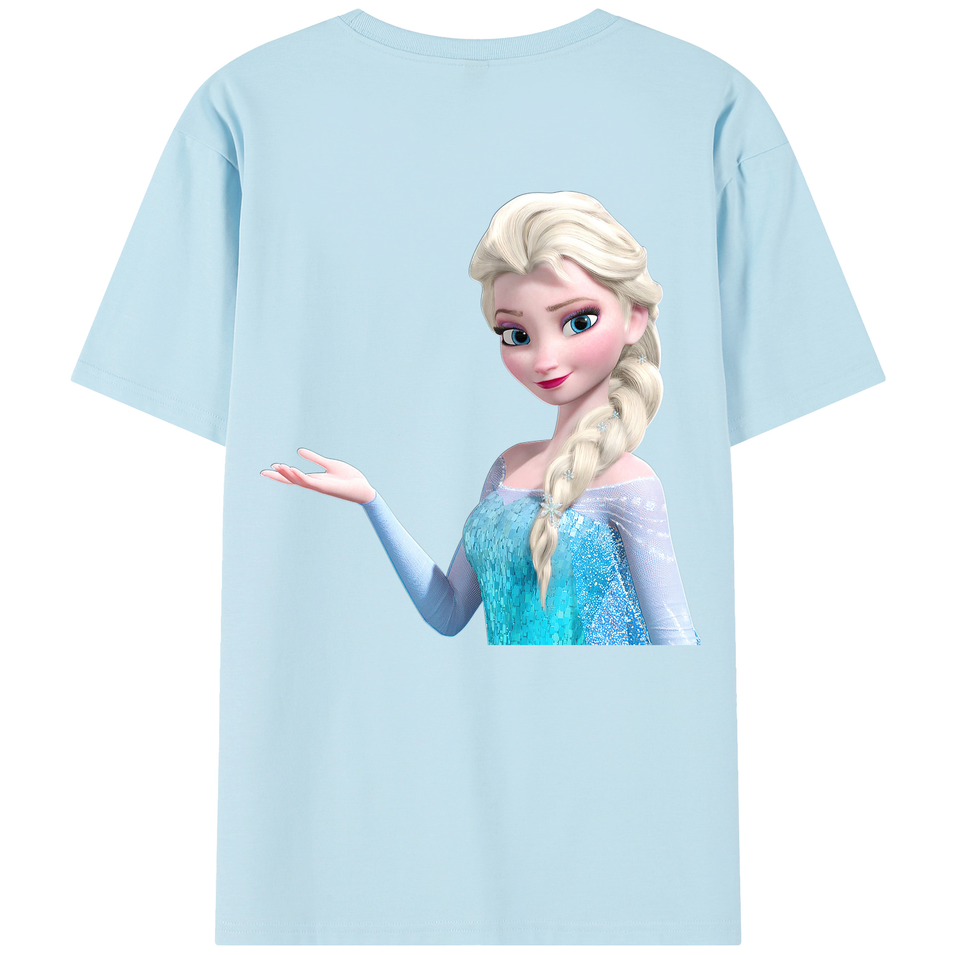 （画像用） アナと雪の女王 アンナ エルサ Frozen Anna Elsa 綿100％半袖Tシャツ（背面プリント）